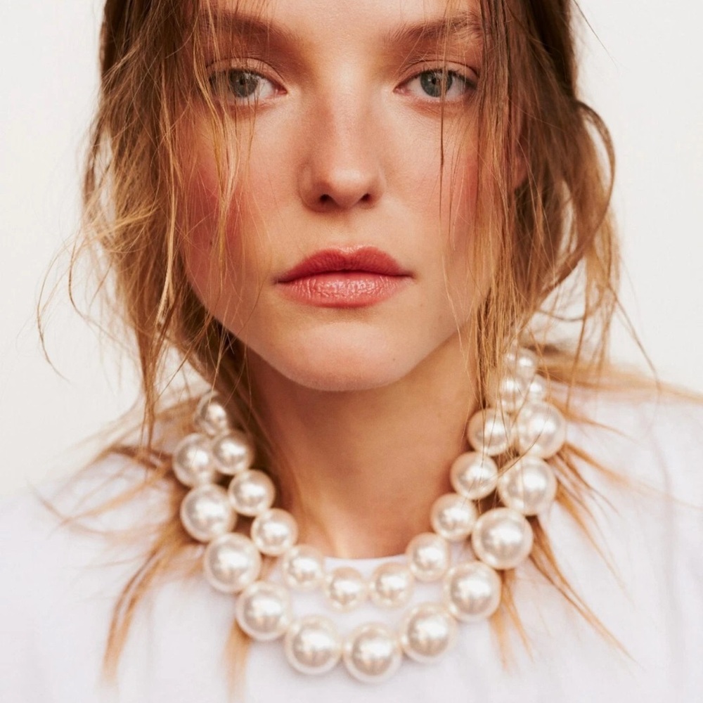 ZARA NWT set of 2 Faux Pearl Short Necklaces